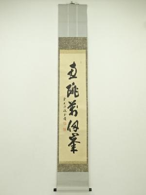 前大徳　藤井誡堂筆　「魚跳萬仭峰」一行書　肉筆紙本掛軸（共箱）